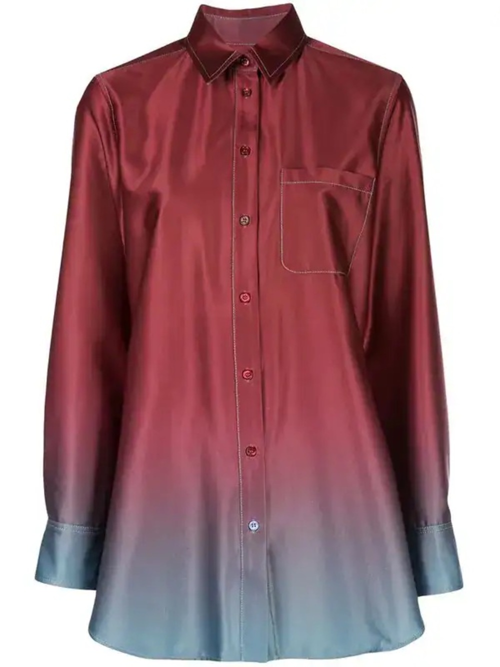 Sies Marjan Sander Degrade Shirt Light Blue Dark Red Ombré Long Sleeve Unisex